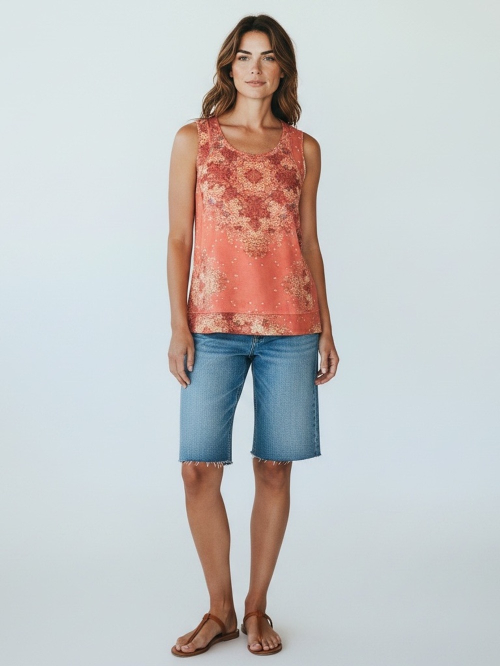 CAbi # 268 Merrow Edge‎ Orange Garden Floral Sleeveless Top in Size XS casual